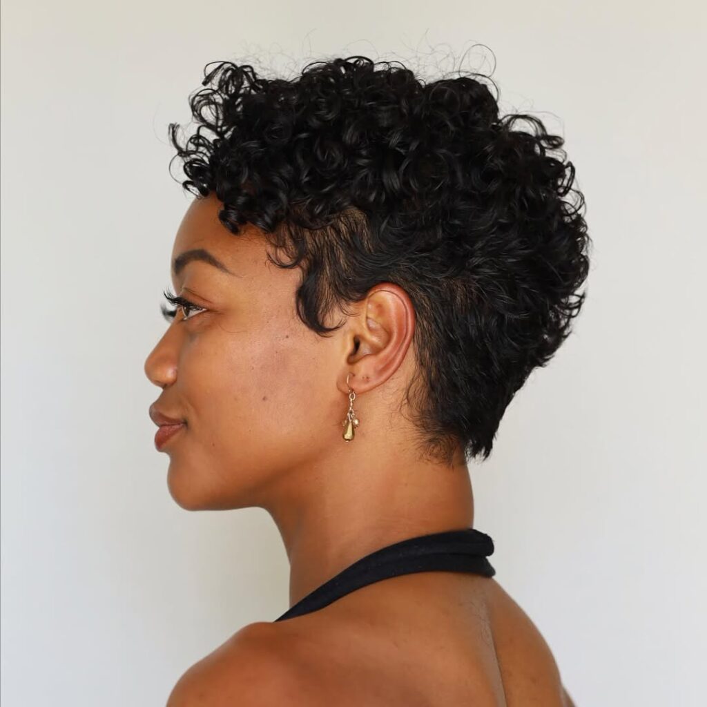 Curly Pixie with Defined Back