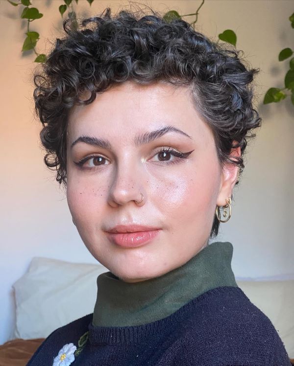 Classic Curly Pixie with Clean Edges