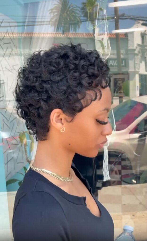 Curly Pixie with Defined Volume