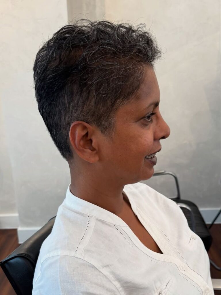Curly Pixie with Natural Part