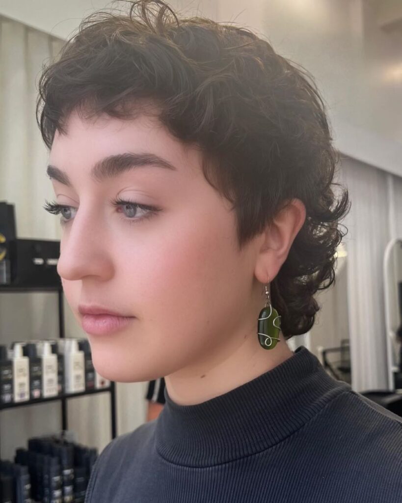 Curly Pixie with Volume on Top