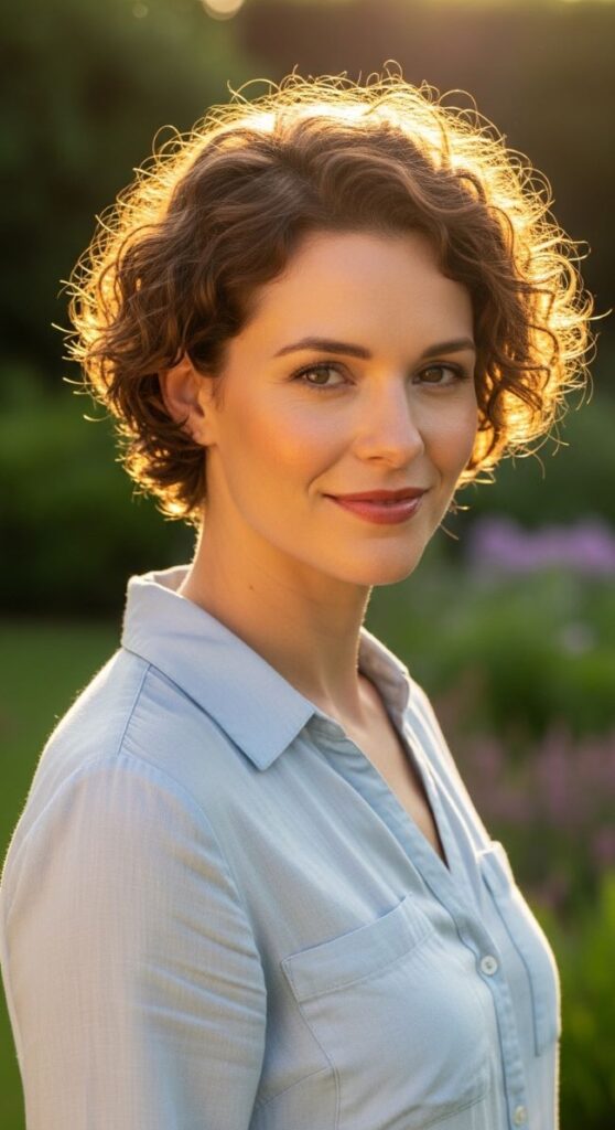 Curly Short Pixie with Soft Volume