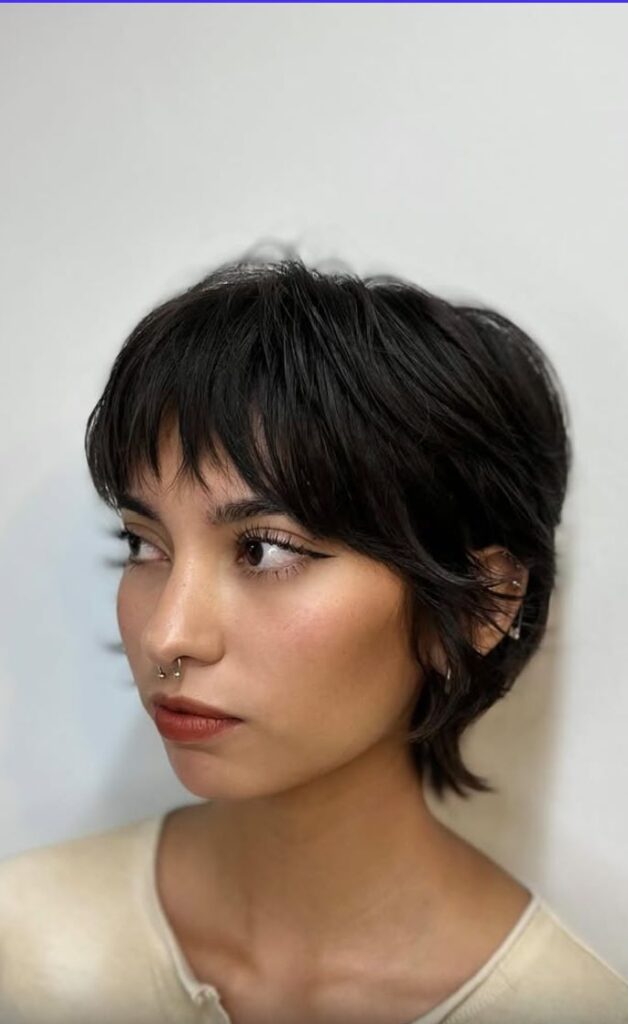 Feminine Pixie with Rounded Bangs