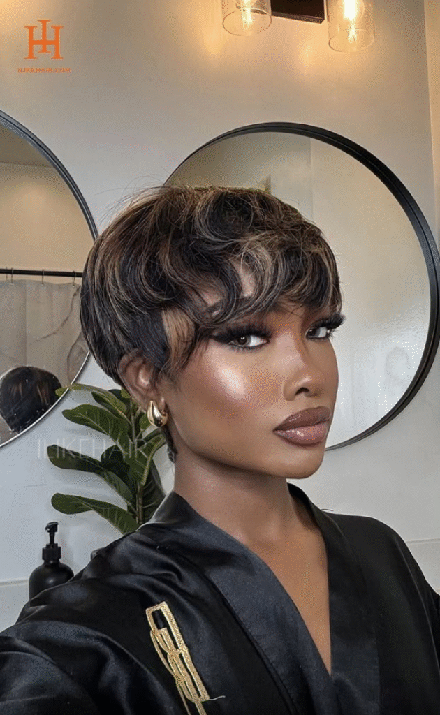 Layered Pixie with Curtain Bangs