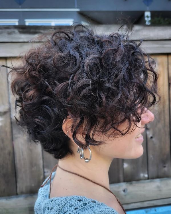 Messy Curly Pixie Look