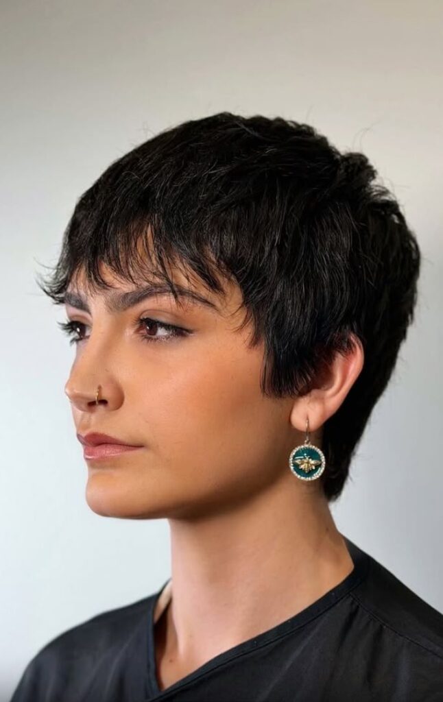 Razor Cut Pixie with Sharp Bangs