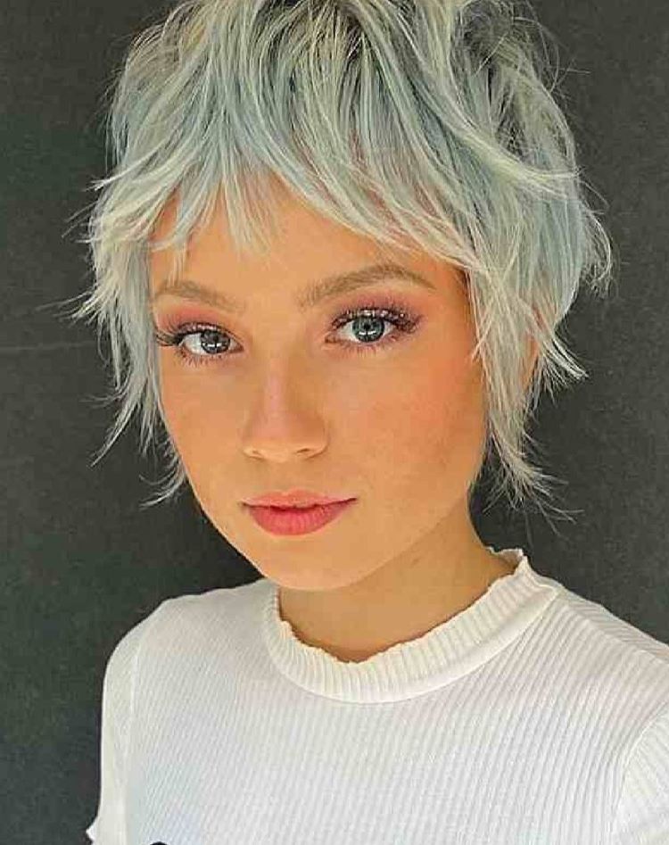 Shaggy Pixie with Layered Bangs