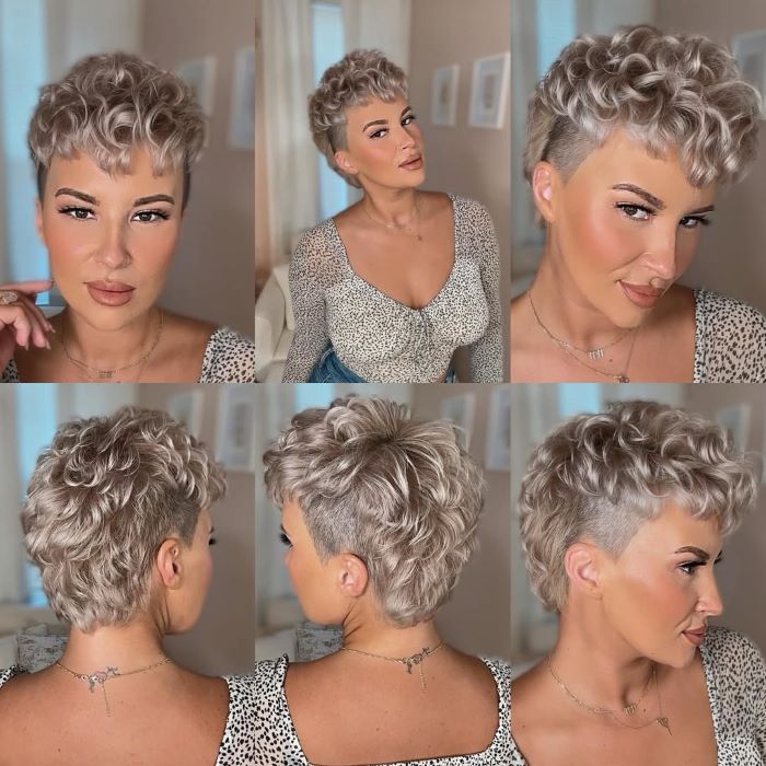 Short Pixie with Silver Curls