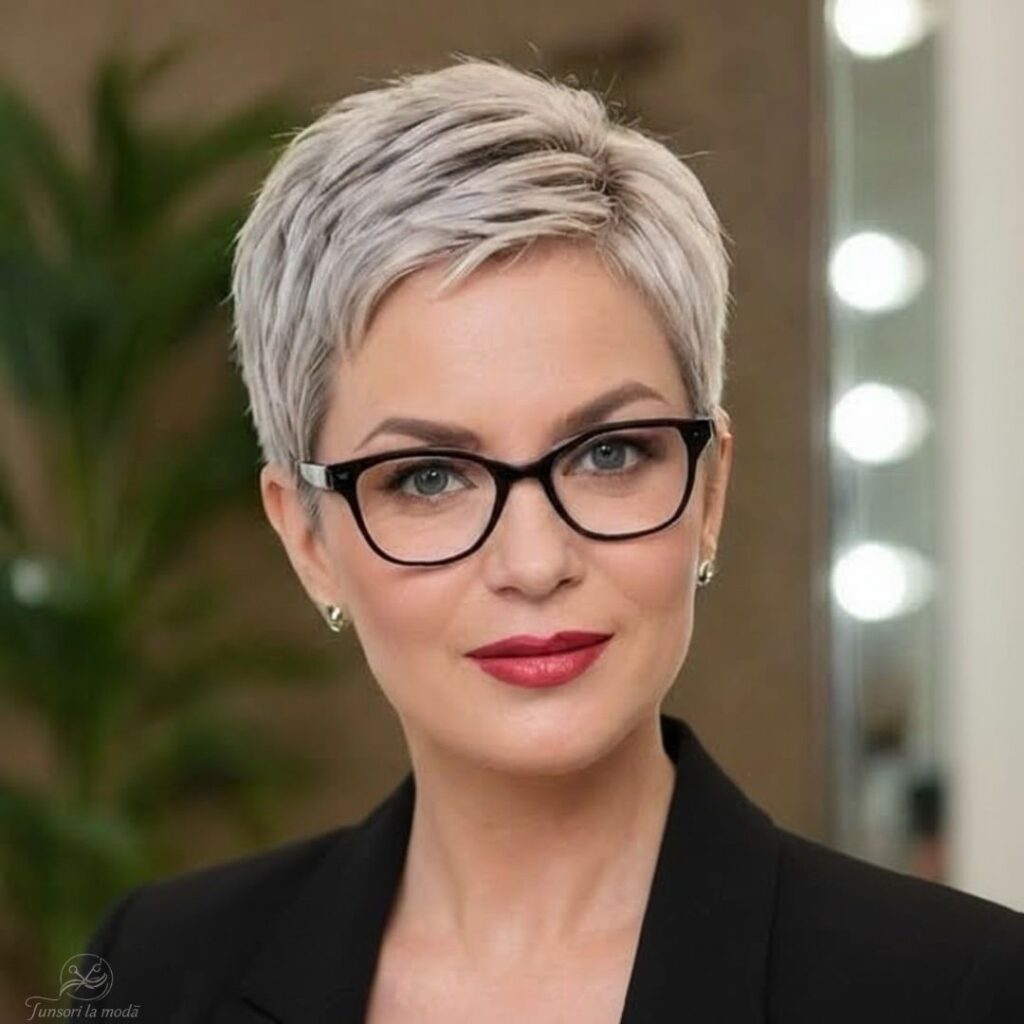 Side-Swept Blonde Pixie