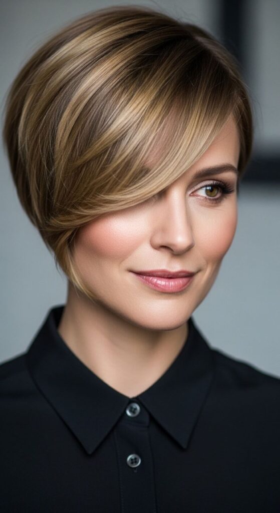 Side-Swept Pixie with Long Fringe