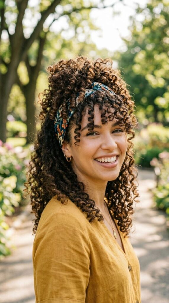Curly Half Up with Headband