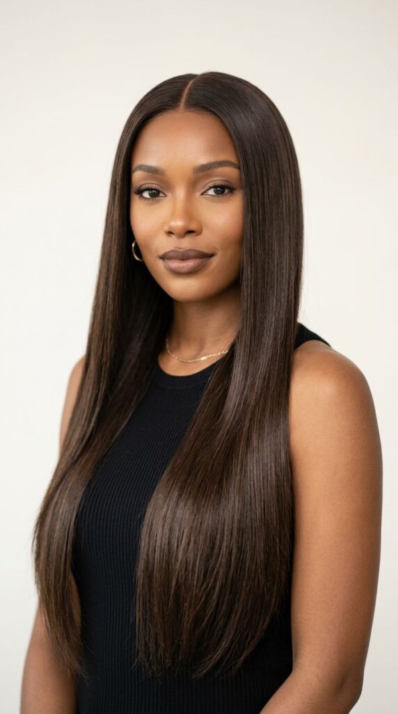 Long Straight Middle Part Wig