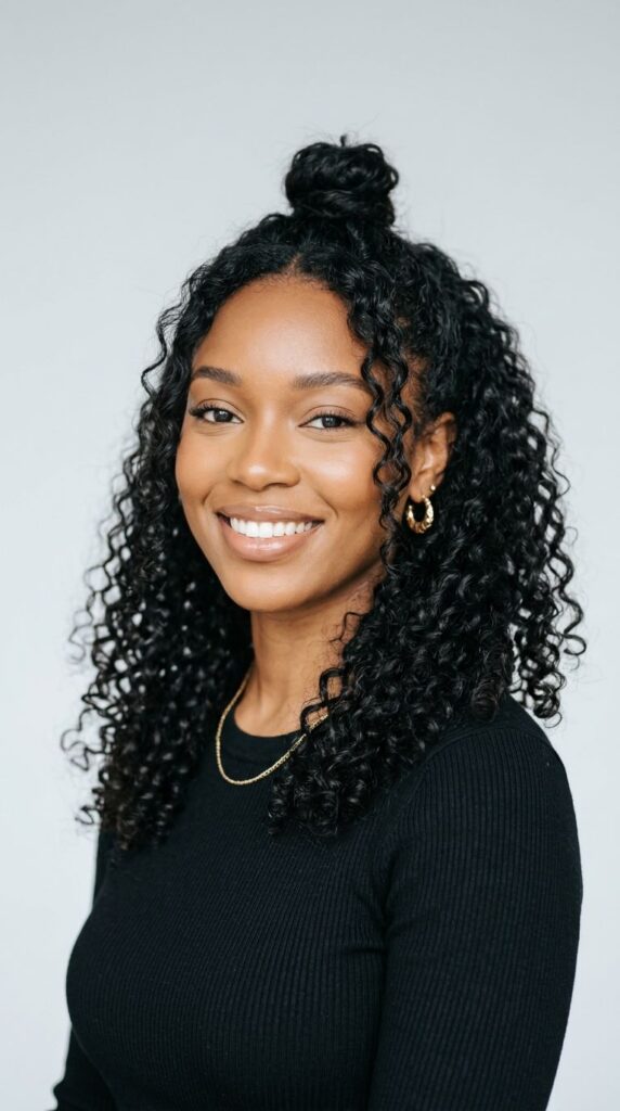 Loose Curl Half-Up Half-Down Wig