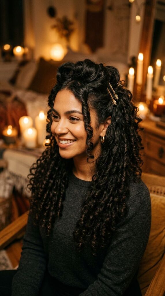 Pin-Up Curl Half Up