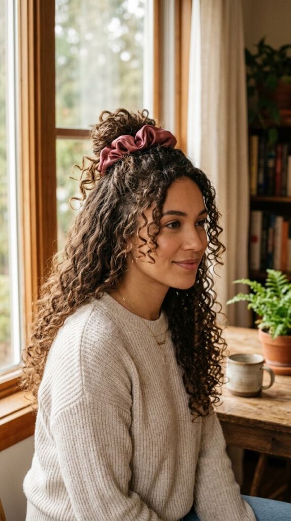 Scrunchie Top Knot Half Up