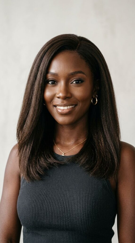 Shoulder-Length Yaki Straight Wig
