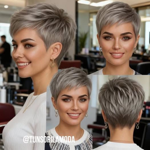 Silver Gray Natural Pixie