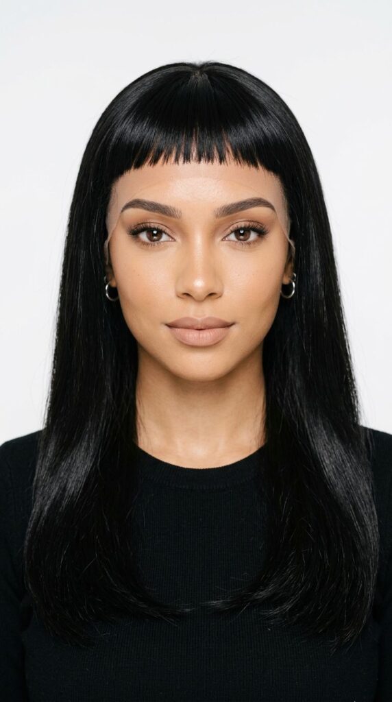 Straight Lace-Front Wig With Baby Bangs