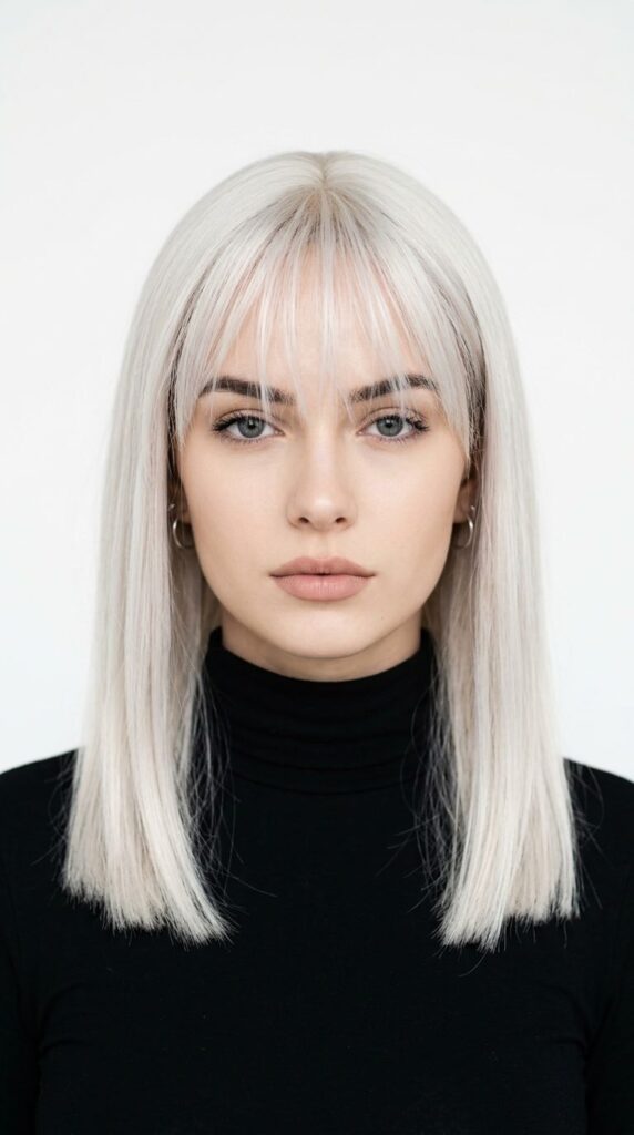 Straight Platinum Blonde Wig With See-Through Bangs
