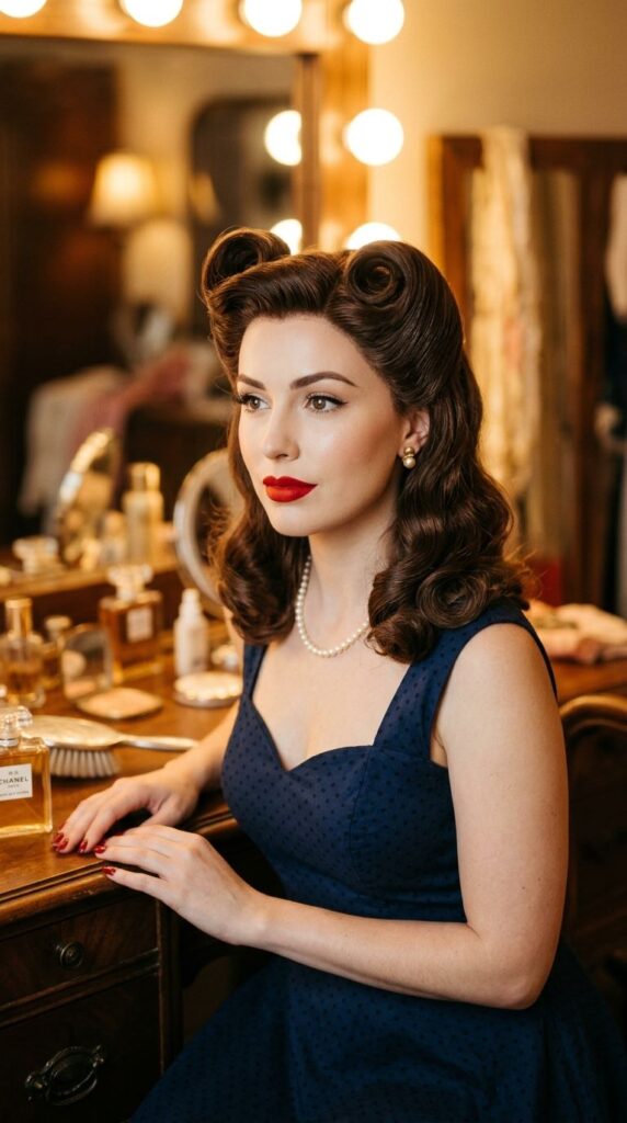Vintage-Style Wig With Pin-Up Victory Roll Bangs