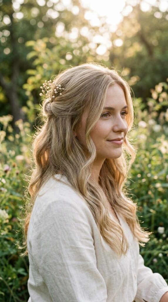 Beige Blonde Half Up