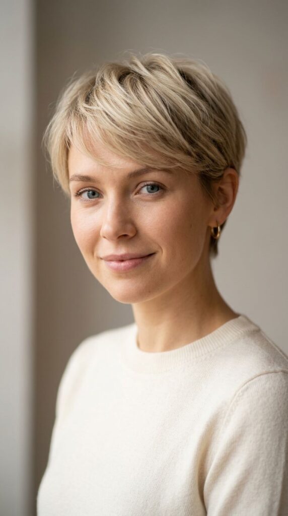 Beige Blonde Lob Cut