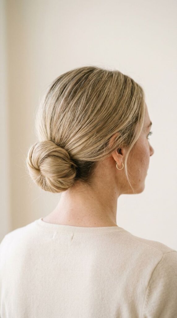 Beige Blonde Low Bun