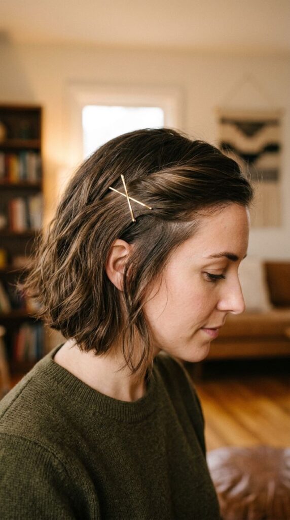 Bobby Pin Half-Up Style