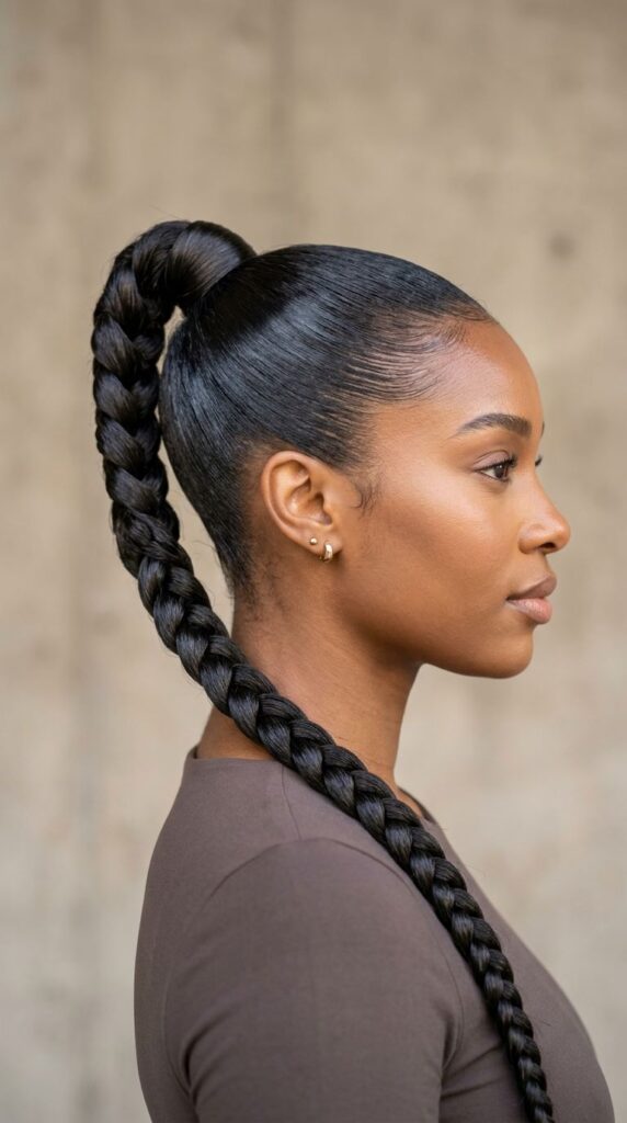 Classic High Sleek Braided Ponytail