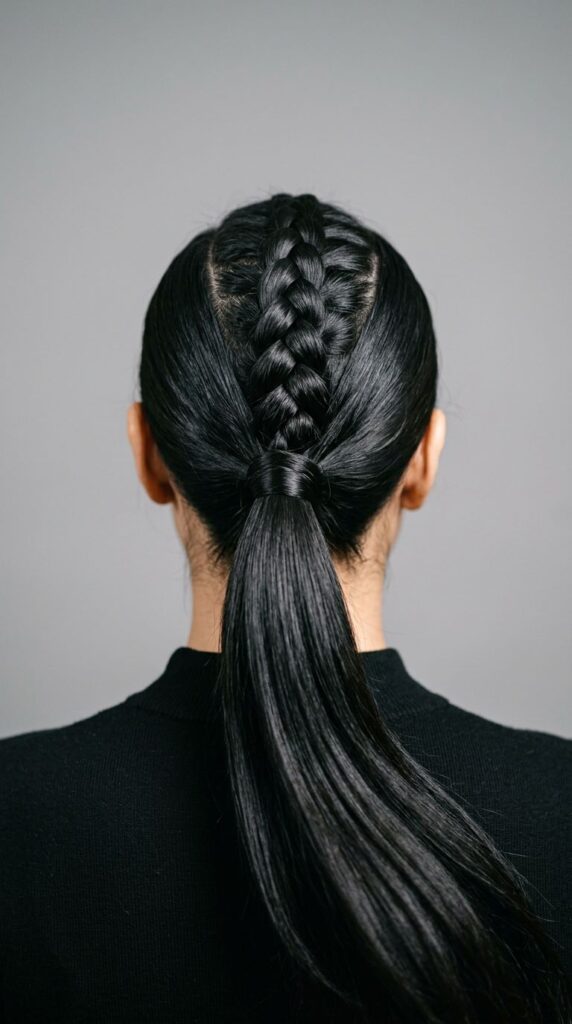 Dutch Braid into a Ponytail