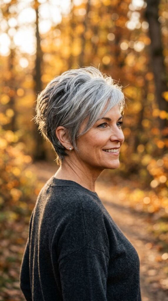 Pixie with Natural Gray Texture
