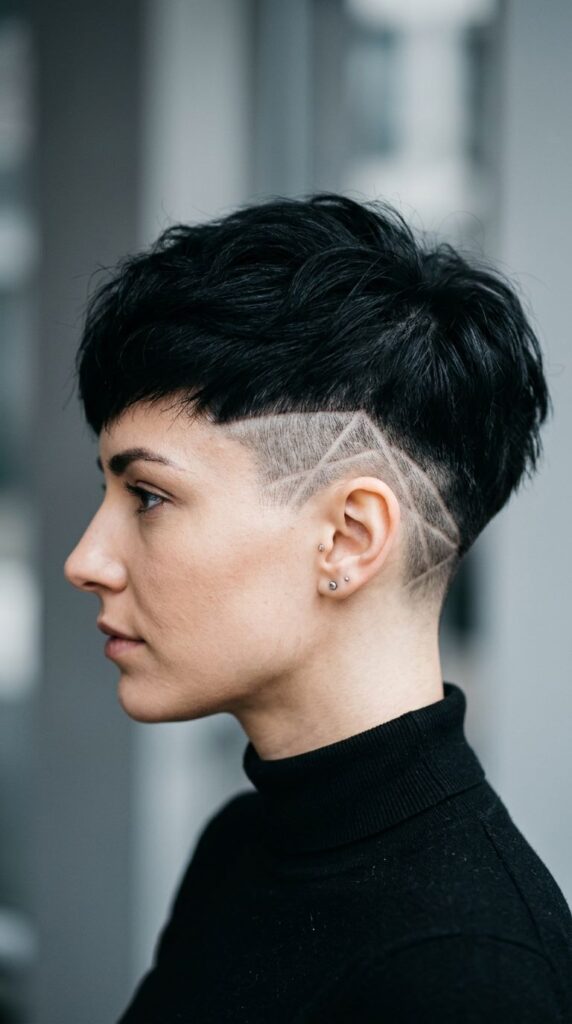 Pixie with Shaved Sides and Design