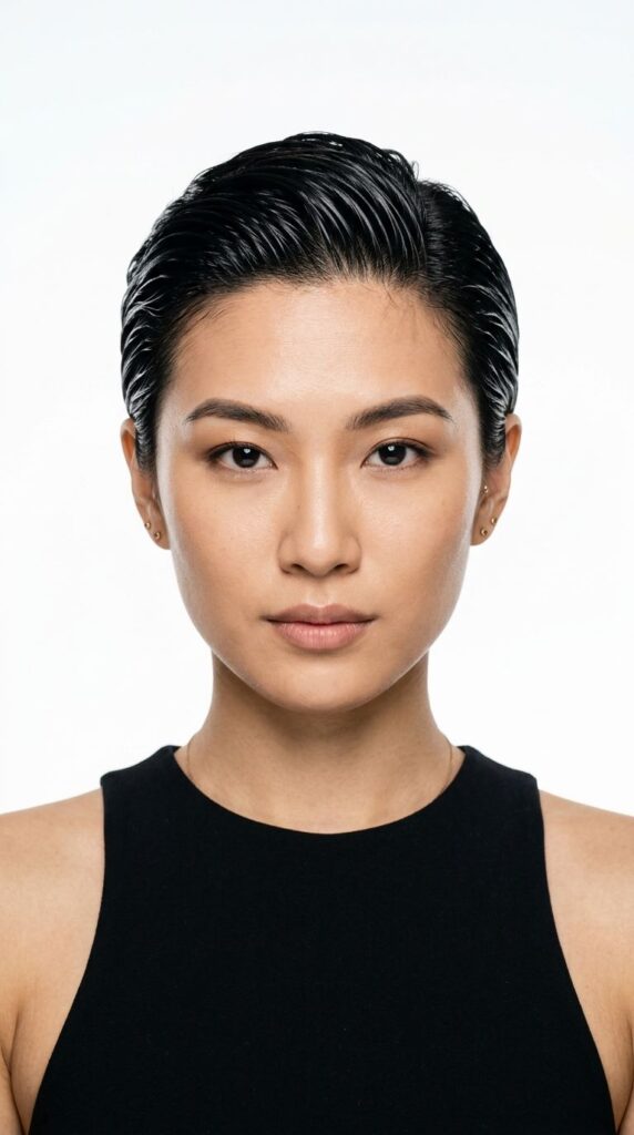 Slicked-Back Wet Look Pixie