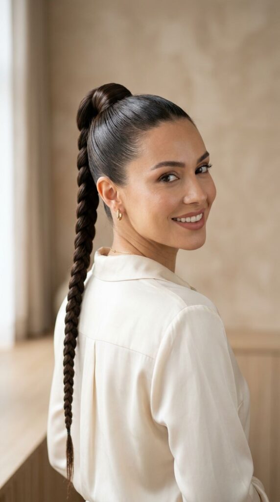 Wrapped Base Sleek Braided Ponytail
