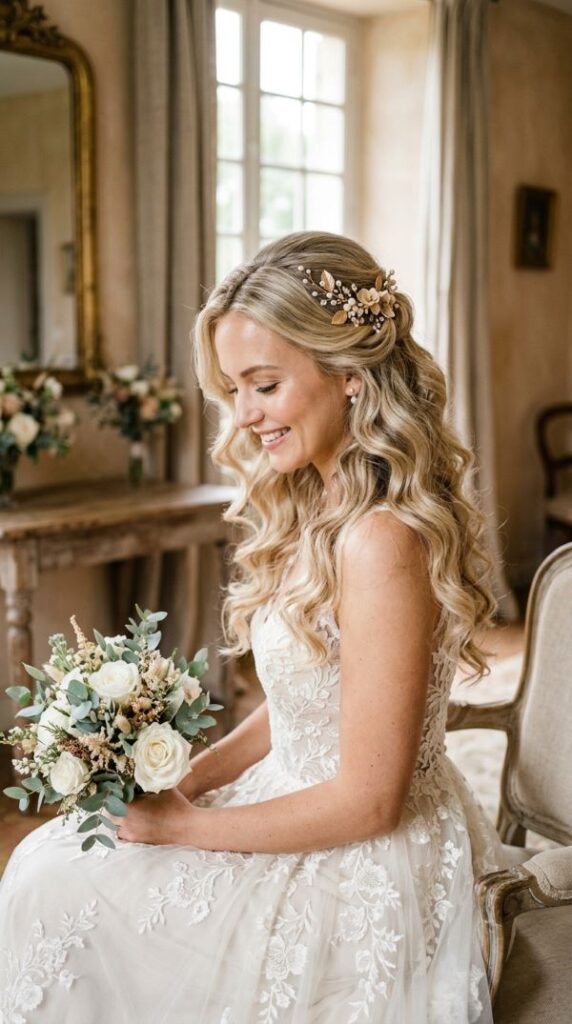 Beige Blonde Wedding Curls